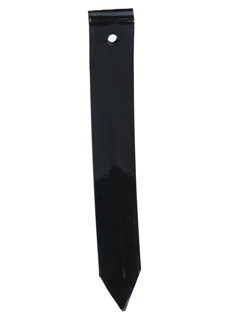 Black metal garden cultivator tine with mounting hole, designed for digging and cultivating tasks, featured in Farm, Garden & Tool, Best Sellers, and Promo Eligible collections.