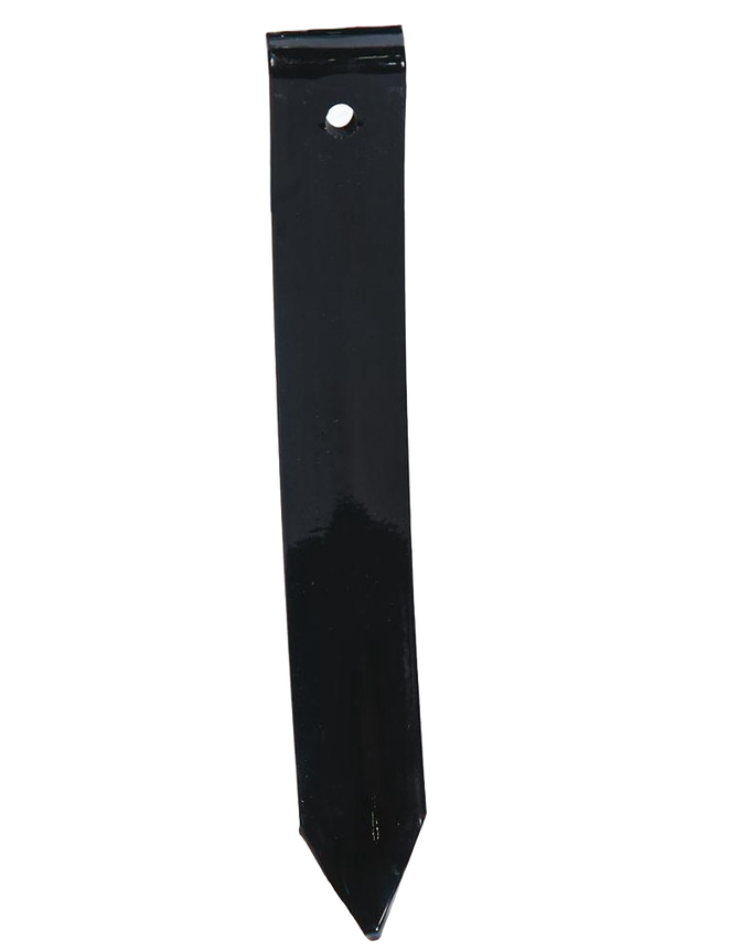 Black metal garden cultivator tine with mounting hole, designed for digging and cultivating tasks, featured in Farm, Garden & Tool, Best Sellers, and Promo Eligible collections.