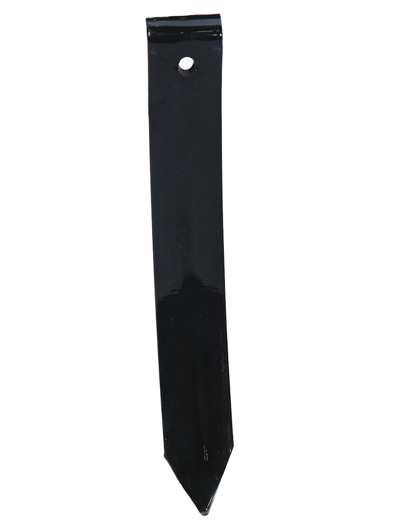 Black metal garden cultivator tine with mounting hole, designed for digging and cultivating tasks, featured in Farm, Garden & Tool, Best Sellers, and Promo Eligible collections.