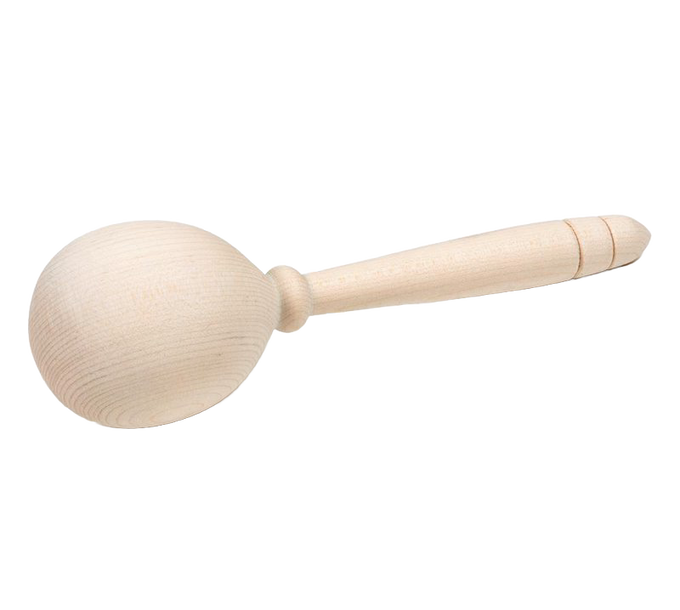 Handcrafted wooden darning tool with a smooth natural finish, designed to support fabric repair, made in USA by Amish artisans, featured in Home & Decor and Sewing and Quilting collections.