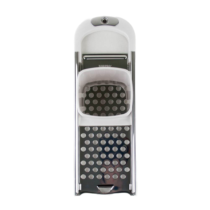 Handcrafted spaetzle maker featuring a sliding square hopper and stainless steel grater, designed for easy dough preparation, perfect for Kitchen & Food, Cookware, and Best Sellers collections.