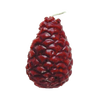 Deep red pine cone-shaped firestarter with a wick, handcrafted in the USA, designed for efficient lighting in stoves and hearth accessories collections.