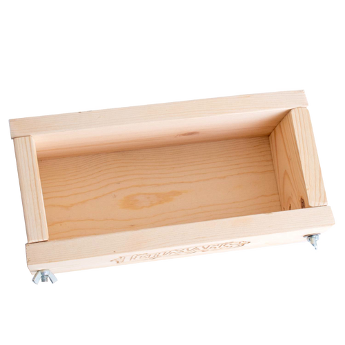 Handcrafted wooden soap loaf mold made of durable pine with adjustable clamps, ideal for cold process soapmaking in Health & Wellness and Soaps and Soapmaking collections.