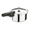Handcrafted stainless steel pressure cooker with a polished finish and ergonomic black handle, suitable for Kitchen & Food, Cookware, Pots and Pans, Best Sellers, and Promo Eligible collections.