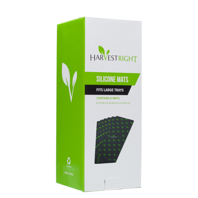 Boxed set of reusable black silicone mats with green leaf patterns designed for freeze drying large trays, featured in Kitchen & Food, Food Preservation, Drying, Best Sellers, and Promo Eligible collections.