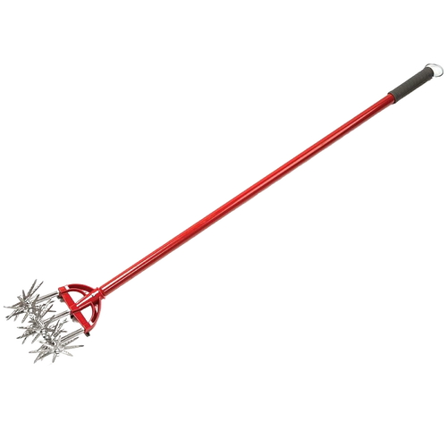 Long-handled garden weeder with rust-resistant serrated steel tines and comfort-grip handle, designed for effortless soil loosening and weed removal, featured in Farm, Garden & Tool and Digging and Cultivating collections.