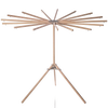Handcrafted wooden floor drying rack with 16 extendable arms that rotate in a circular motion, featuring stainless steel hardware, made in USA, ideal for Laundry Supplies and Home & Decor collections.