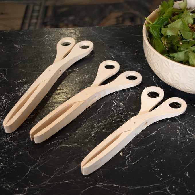 German-Made Maple Scissor Tongs