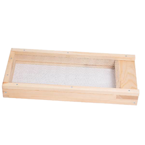 Handcrafted Amish made varroa mite screen base with wooden frame and metal mesh, designed for beekeeping hives, featured in Farm, Garden & Tool and USA Made collections.
