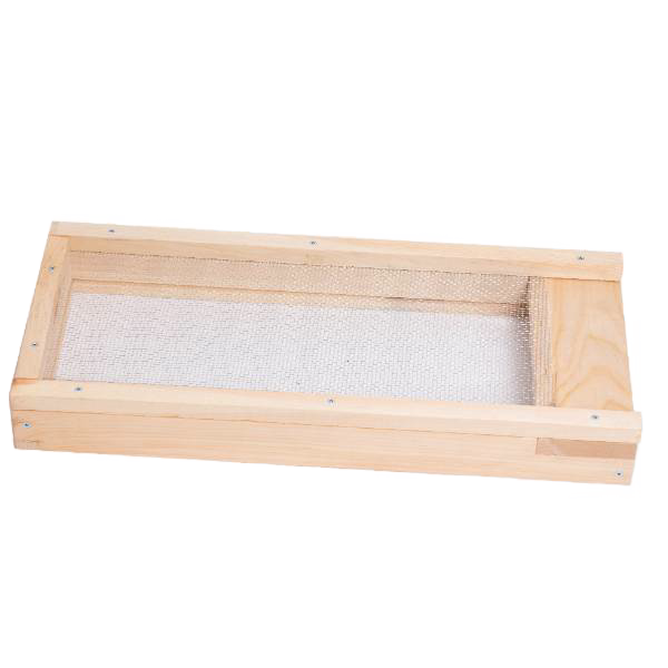 Handcrafted Amish made varroa mite screen base with wooden frame and metal mesh, designed for beekeeping hives, featured in Farm, Garden & Tool and USA Made collections.