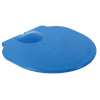 Blue plastic lid with raised handle and embossed maple leaf designs, crafted to shield sap buckets from weather and debris, ideal for farm, orchard, and maple syrup use.