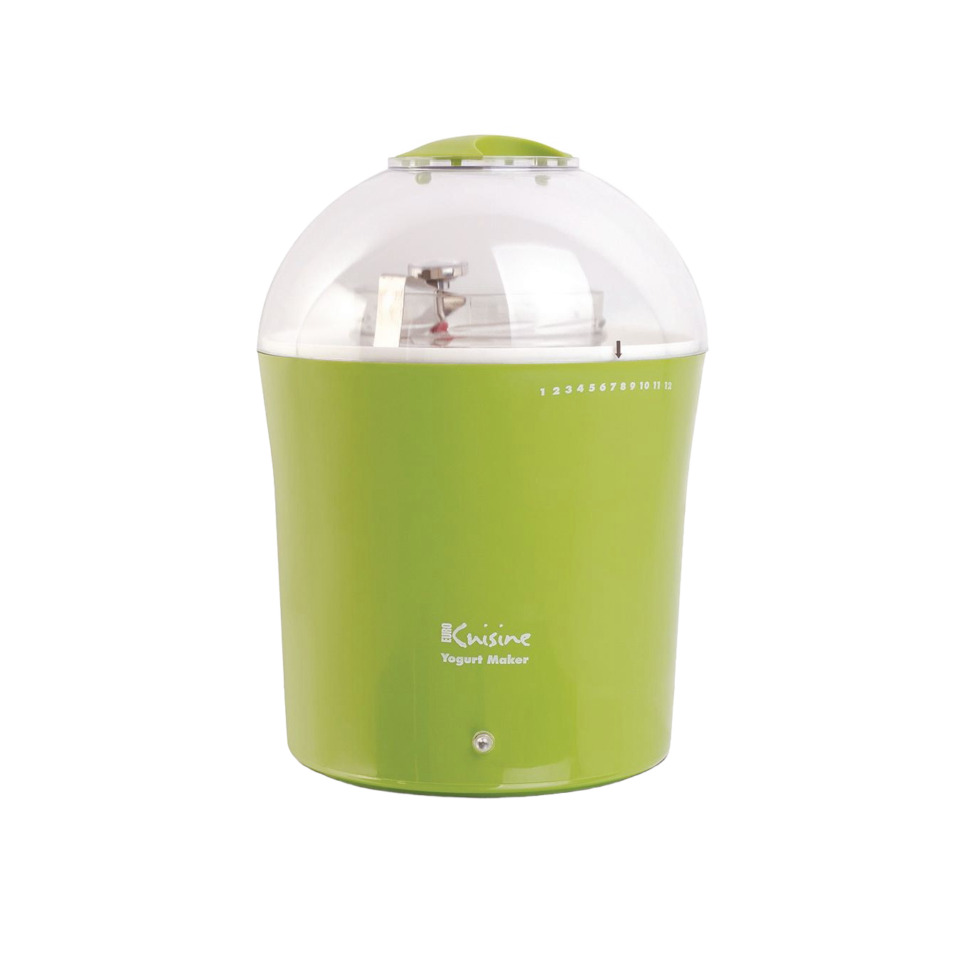 Green electric yogurt maker with clear dome lid, numbered timer dial, and simple control knob, featured in Kitchen & Food, Specialty Equipment, DIY Cheese and Yogurt, and Best Sellers collections.