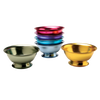 Stack of six vibrant aluminum ice cream bowls in blue, bright blue, green, gold, pink, and purple, handcrafted and ideal for Kitchen & Food and Dinnerware collections.