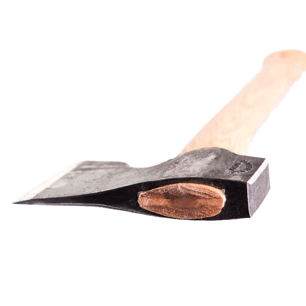 Handcrafted carpenter’s axe with a forged steel head featuring a long, thin straight edge and natural wood handle, designed for Farm, Garden & Tool, Knives & Axes, and Wood Cutting collections.