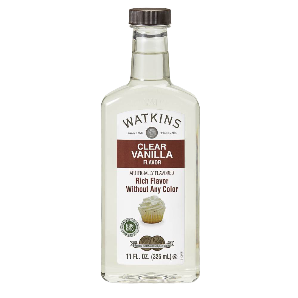 Clear vanilla flavoring in a handcrafted bottle, made in USA, offering rich taste without artificial color, featured in Kitchen & Food, Pantry, USA Made, and Best Sellers collections.