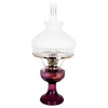 Handcrafted oil lamp with an amethyst glass base and clear top shade, featuring a bright, long-lasting flame, ideal for Farm, Garden & Tool, Lamps & Lighting, Oil Lamps, and Emergency Supplies collections.