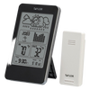 Sleek indoor/outdoor digital thermometer and barometer with a weather forecast display, wireless sensor, calendar, and alarm, ideal for Home & Decor and Household Helpers collections.
