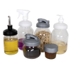 Set of seven reusable Mason jar lids in black and gray styles including pour spout, pump dispenser, spray top, and screw cap, eco-friendly and handcrafted for Home & Decor and Household Helpers in USA Made and Best Sellers collections.