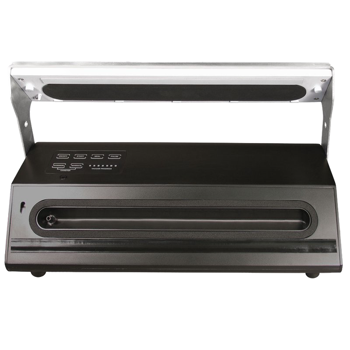 Electric vacuum sealer in black with control panel and sealing strip, designed for Kitchen & Food, Food Preservation, Freezing, and Best Sellers collections.