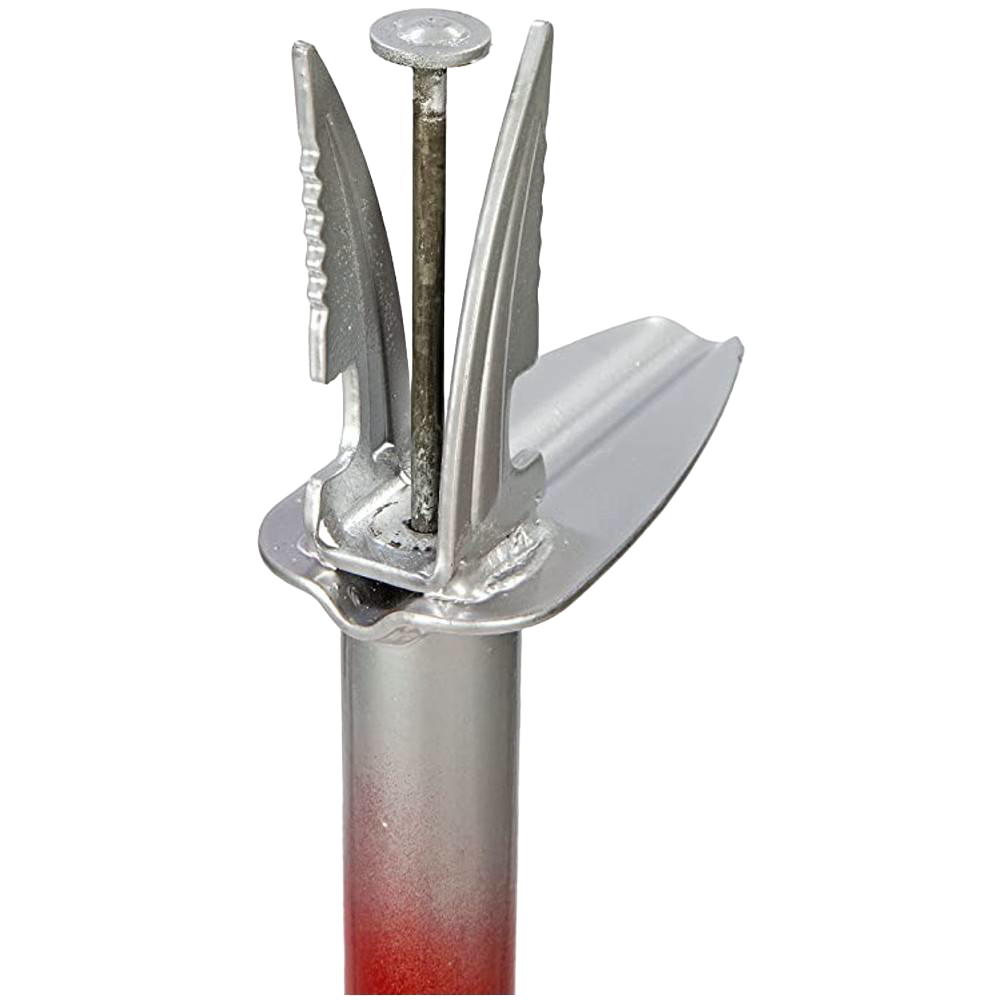 Close-up of the handcrafted Garden Weasel WeedPopper tool head with steel tines and ejector mechanism, featured in Farm, Garden & Tool, Digging and Cultivating, and Best Sellers collections.