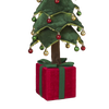 Unique handcrafted LED collapsible cloth Christmas tree with green felt layers and multicolored baubles atop a red fabric gift box, perfect for Home & Decor, Holiday Decor, Best Sellers, and Promo Eligible collections.