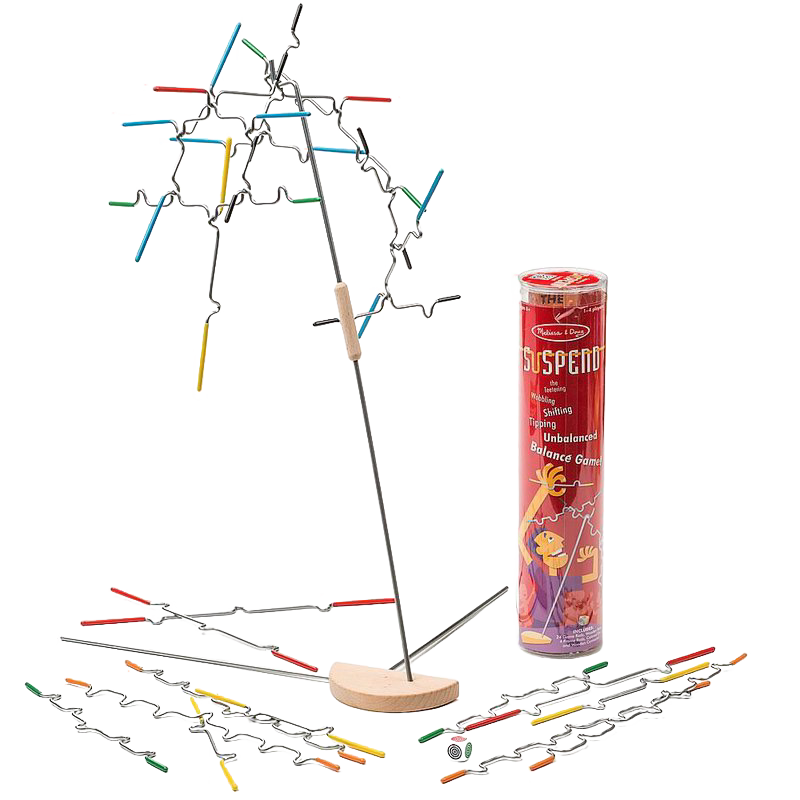 Handcrafted balance game featuring metal rods with colorful wooden ends and a wooden base, designed for 1-4 players ages 8+ in Toys, Books & Games, Children's Toys, and Table and Board Games collections.