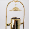 Gleaming brass hanging lamp frame with a curved top support and hook, designed for 12-inch shades, featured in Lamps & Lighting and Parts and Accessories collections.
