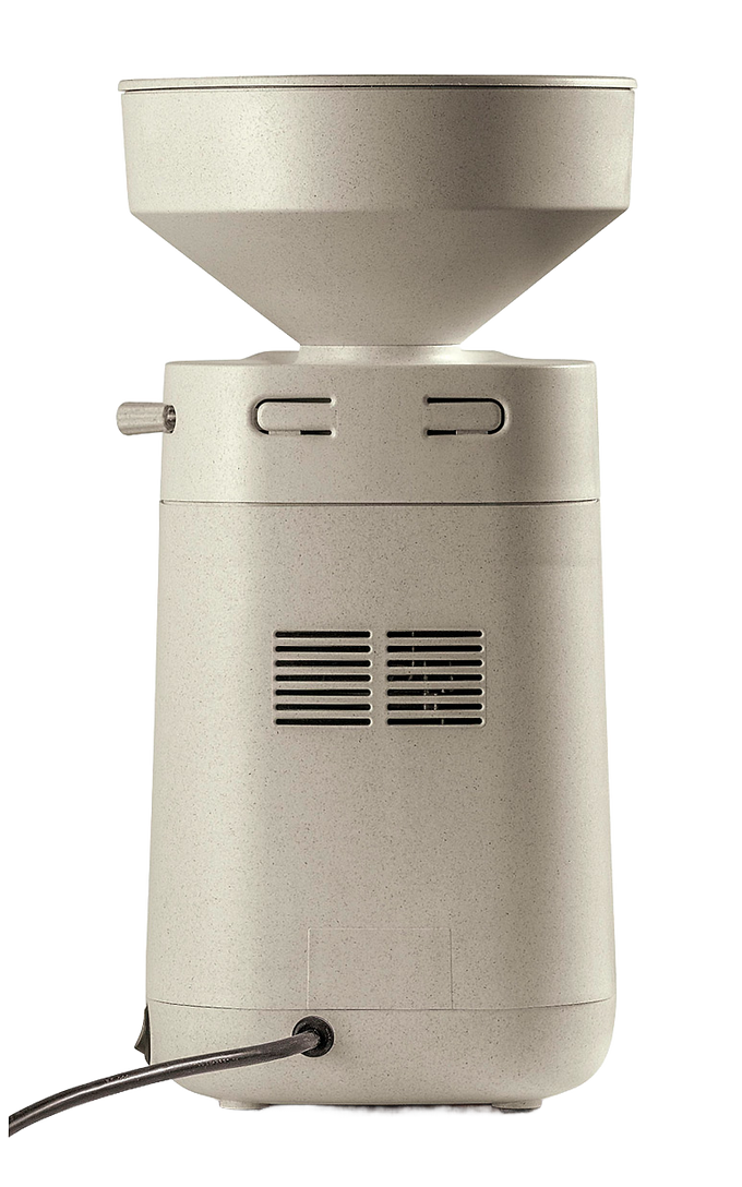 Beige electric stone grain mill with large hopper and vented motor housing, designed for effortless home flour milling, featured in Kitchen & Food, Grain Mills, and Best Sellers collections.