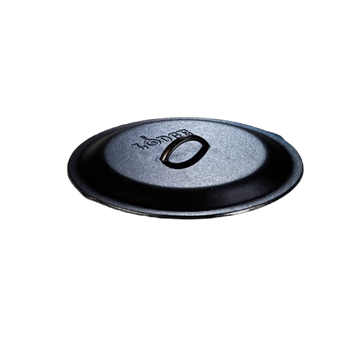 Durable cast iron skillet lid featuring self-basting tips and raised handle, seasoned with natural vegetable oil, ideal for Kitchen & Food, Cookware, Cast Iron, Best Sellers, and Promo Eligible collections.