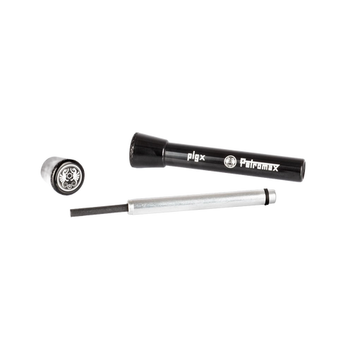 Compact portable firestarter with black metal casing and a steel rod, designed for reliable ignition in camping and emergency supplies within farm, garden, and tool collections.