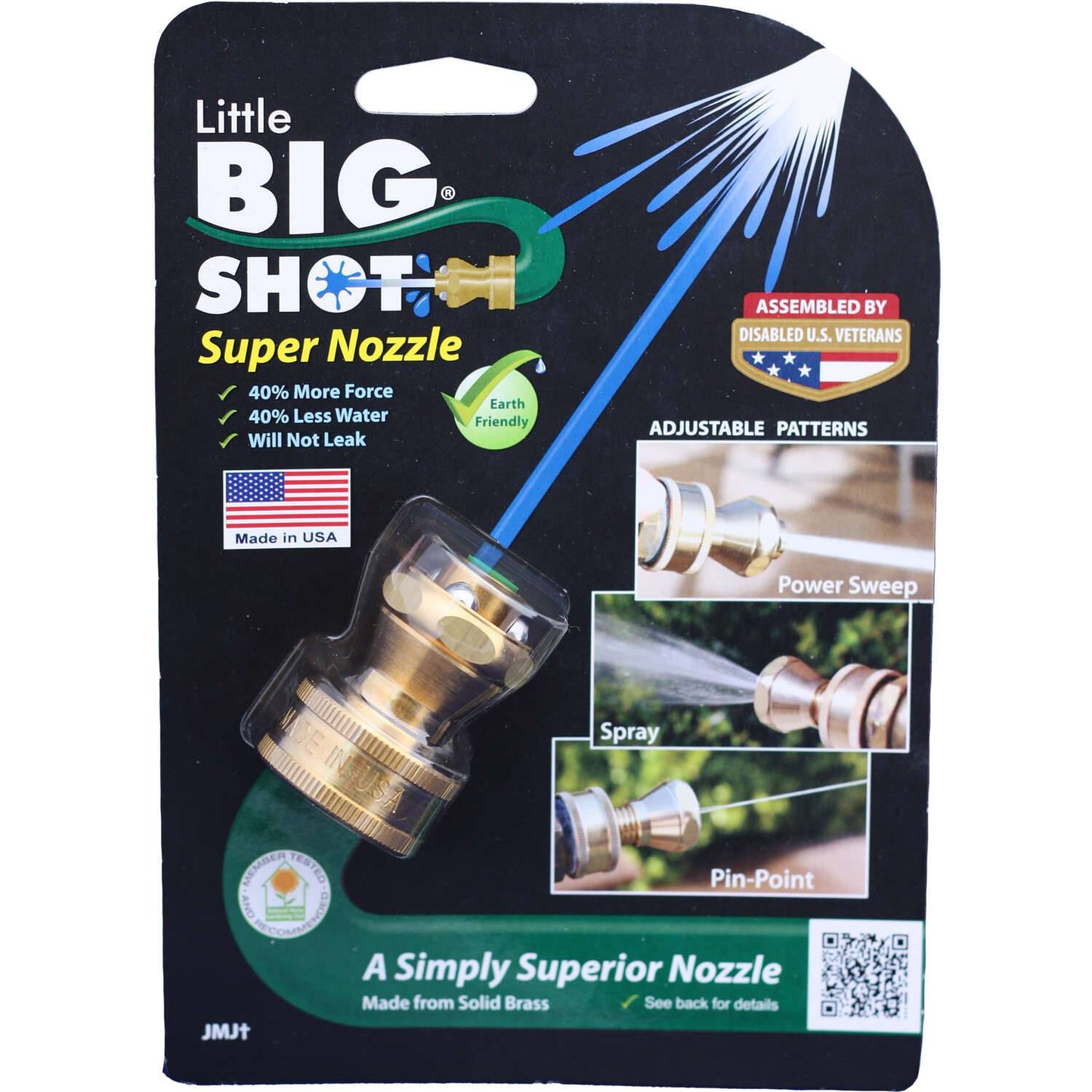 Solid brass garden hose nozzle delivering powerful, water-efficient spray with adjustable patterns, handcrafted in USA, featured in Farm, Garden & Tool and Best Sellers collections.