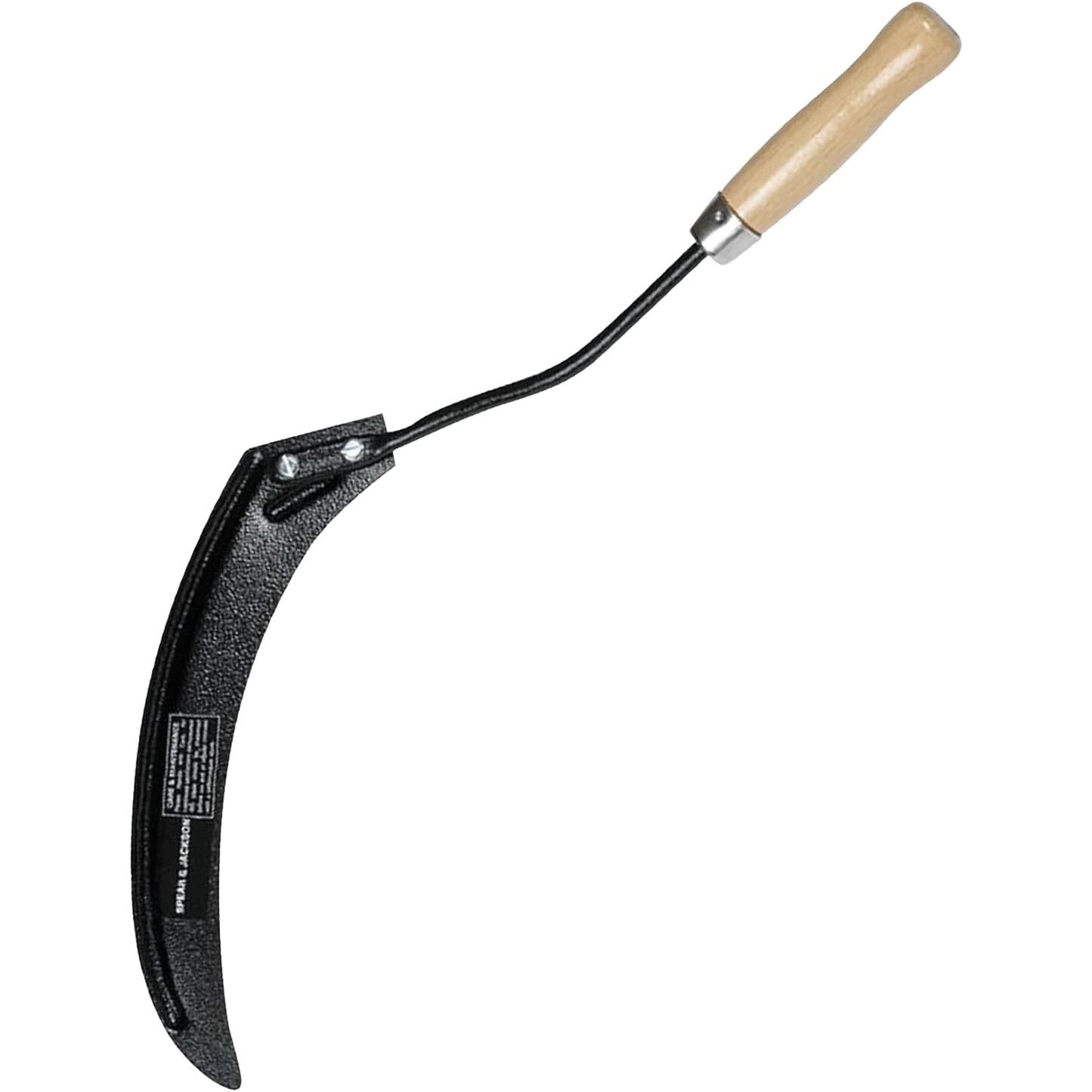 Grass cutting hook with a carbon steel black hammer powder-coated blade and weatherproofed hardwood handle, designed for farm, garden, and lawncare use, featured in best sellers.