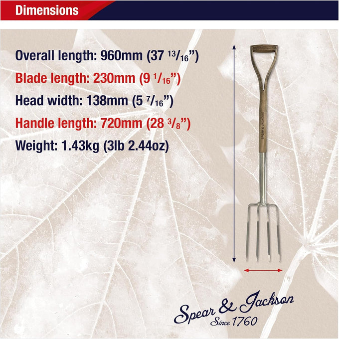 Stainless steel border fork with a narrow four-tine head and a wooden D-grip handle, lightweight and designed for precise digging and cultivation in small garden areas, featured in Farm, Garden & Tool, Digging and Cultivating, Garden Accessories, Lawncare, Best Sellers, and Promo Eligible collections.