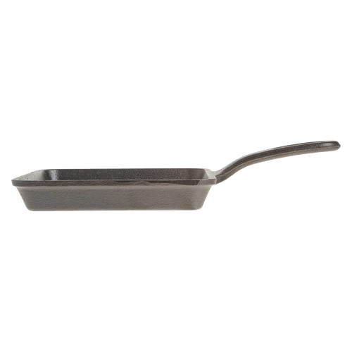 5-inch square cast iron skillet with a long handle, handcrafted and made in the USA, ideal for camping, kitchen cooking, and included in Farm, Garden & Tool, Cookware, and Cast Iron collections.