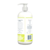 Back view of a handcrafted, USA-made nourishing cleanser bottle with pump, highlighting a biodegradable, hypoallergenic formula free of artificial fragrances, sulfates, and parabens, suitable for Health & Wellness, Grooming and Personal Hygiene, and Shampoo and Conditioner collections.