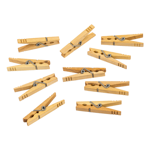 Set of handcrafted maple spring clothespins with stainless steel springs, durable and made in the USA, ideal for Home & Decor, Laundry Supplies, Clothesline Accessories, and Best Sellers collections.
