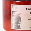 Close-up of a warning label on a container of pure coconut oil for soap making, highlighting safety instructions, child precautions, and advice for use in Health & Wellness and Soapmaking Supplies collections.