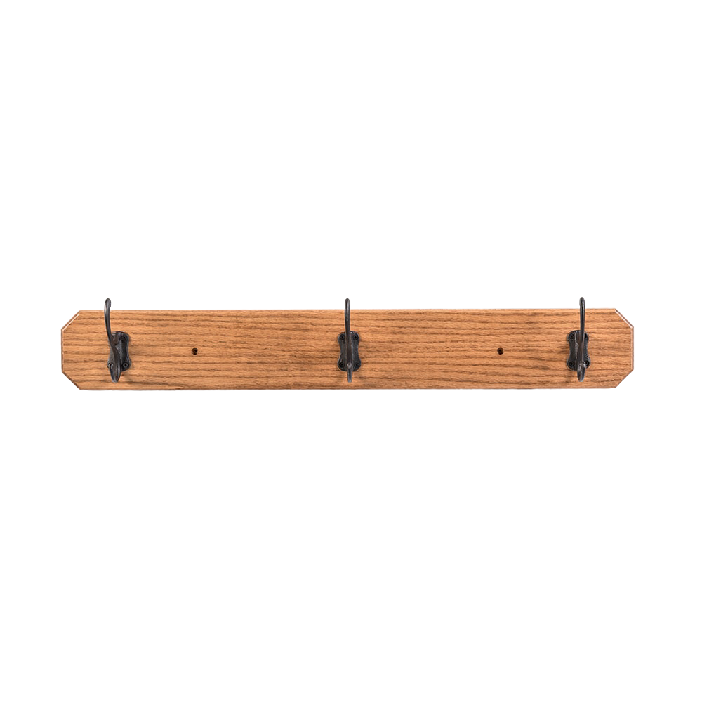 Handcrafted oak wallboard featuring three durable metal hooks, Amish made in the USA, perfect for organizing coats, included in Home & Decor, Household Helpers, and Best Sellers collections.