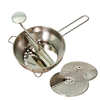 Handcrafted stainless steel 2-quart food mill with long handle and three interchangeable discs for fine, medium, and coarse milling, ideal for Kitchen & Food, Food Prep, Food Mills, Best Sellers, and Promo Eligible collections.