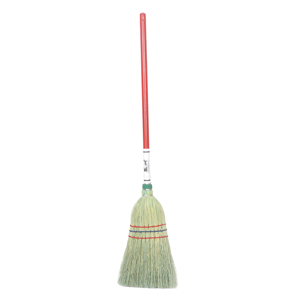 Handcrafted Amish made child’s broom with natural corn straw bristles and a red wooden handle, ideal for kids’ playhouse use and light household cleaning, featured in USA Made and Children’s Toys collections.