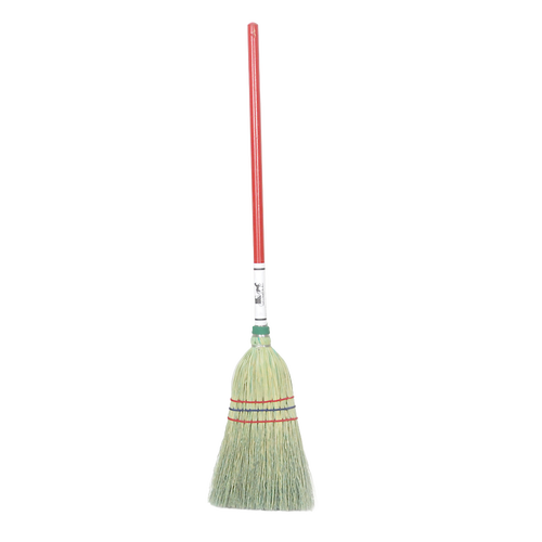 Handcrafted Amish made child’s broom with natural corn straw bristles and a red wooden handle, ideal for kids’ playhouse use and light household cleaning, featured in USA Made and Children’s Toys collections.