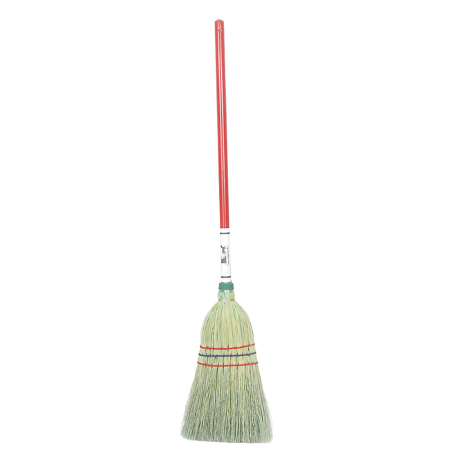 Handcrafted Amish made child’s broom with natural corn straw bristles and a red wooden handle, ideal for kids’ playhouse use and light household cleaning, featured in USA Made and Children’s Toys collections.