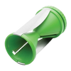 Handheld spiral vegetable slicer with sharp stainless steel blades and green plastic body, designed for effortless food prep in Kitchen & Food and Choppers and Cutters collections.
