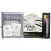 Open sketching set featuring an instruction book on sketching styles and techniques, a 60-sheet sketch pad with quality art paper, and drawing tools, ideal for children's arts and crafts, best sellers in Toys, Books & Games.