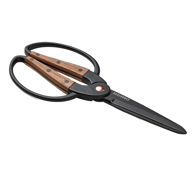 Handcrafted large gardener's scissors featuring heat-treated stainless steel blades and wide walnut handles with ambidextrous grip, ideal for Farm, Garden & Tool and Garden Accessories collections.