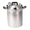 Stainless steel pressure canner with secure locking lid, pressure gauge, and durable handles, handcrafted in USA, ideal for Kitchen & Food, Food Preservation, and Canning collections.