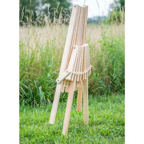 Handcrafted solid cypress wood folding chair in natural finish, durable and Amish made, perfect for outdoor furniture, camping, farm and garden use, and USA made collections.