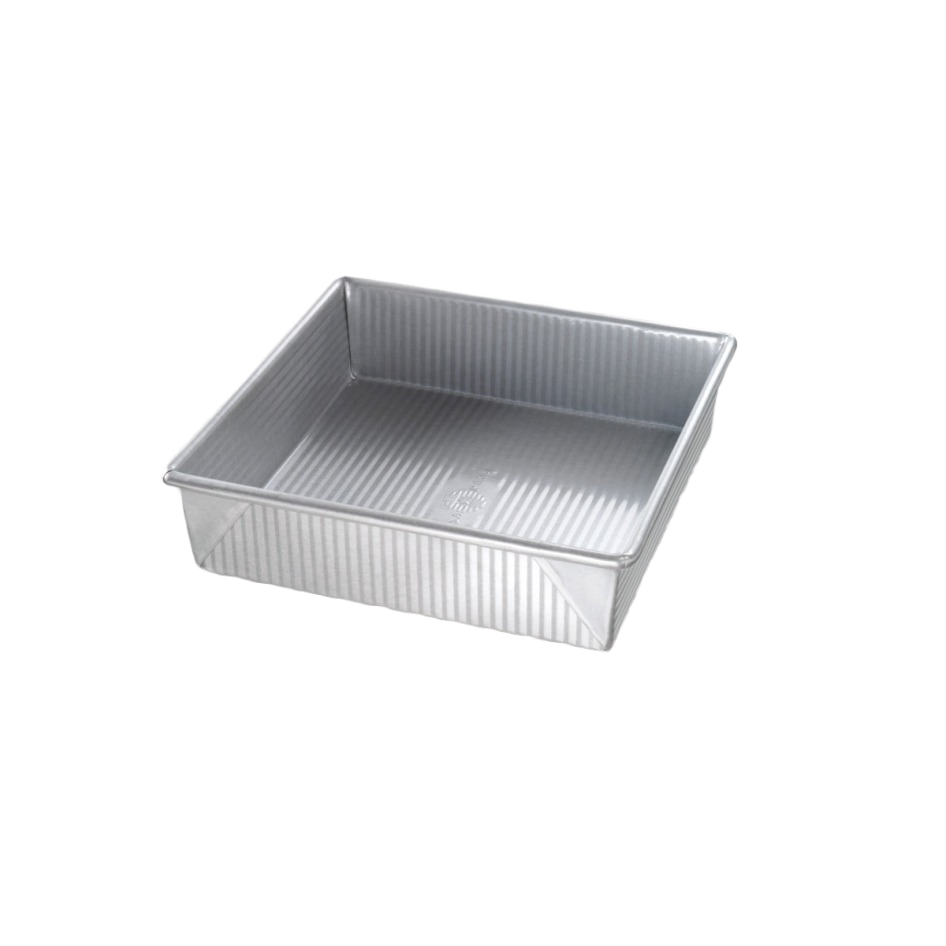 Heavy gauge aluminized steel square baking pan with seamless construction and a durable nonstick Americoat silicone coating, ideal for Kitchen & Food, Cookware, and USA Made collections.
