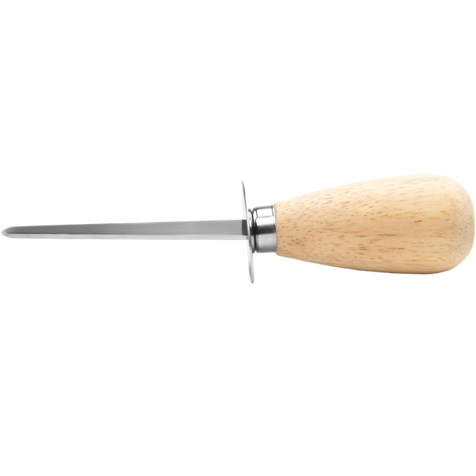 Oyster knife with stainless steel short, blunt blade and easy-grip wooden handle, handcrafted and ideal for Kitchen & Food, Kitchen Gadgets, and Cooking and Baking Helpers collections.
