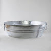 Durable handcrafted low flat steel tub with watertight construction and sturdy wire handles, suitable for indoor and outdoor use in Home & Decor, Farm, Garden & Tool, and Animal Care collections.